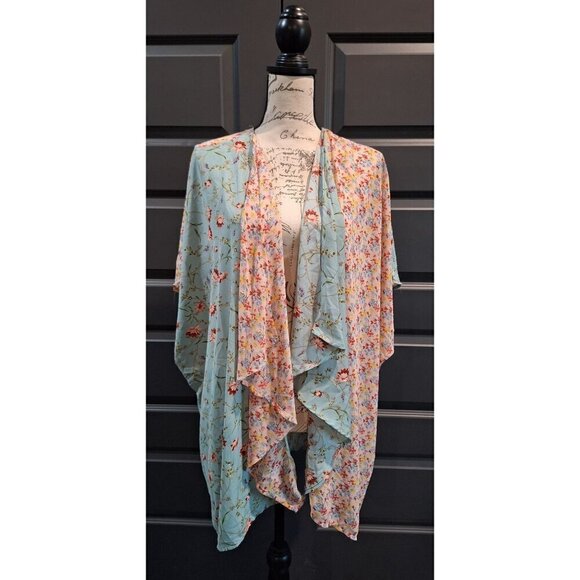 Umgee Mixed Floral Print Short Sleeve Open Front Kimono/Pre-owned, Size Small - Picture 1 of 7